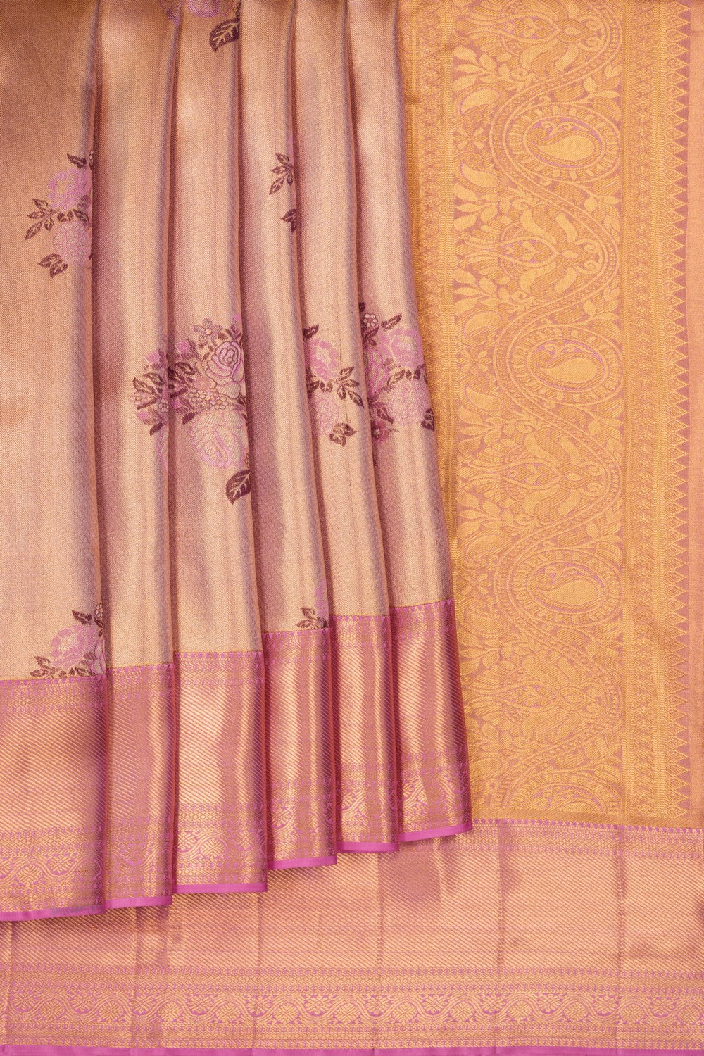 Image of Kanchipattu Tissue Brocade Onion Pink Saree